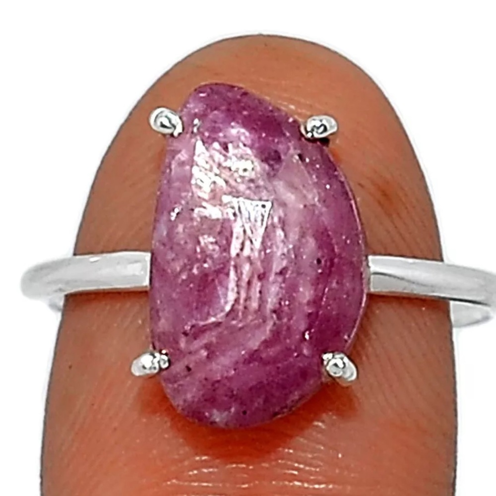 Genuine faceted pink sapphire sterling silver rings size 6.5 or 7.5 - Picture 3 of 4